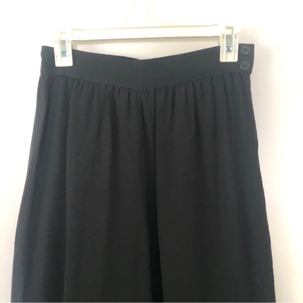 Niteline Della Roufogali Womens Silk Pants Wide Leg Side Zip Black Vintage 8P - Picture 2 of 11